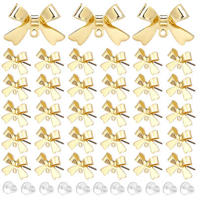 40Pcs Bowknot Alloy Stud Earring Findings