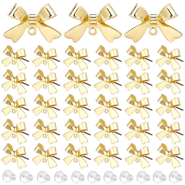 40Pcs Bowknot Alloy Stud Earring Findings
