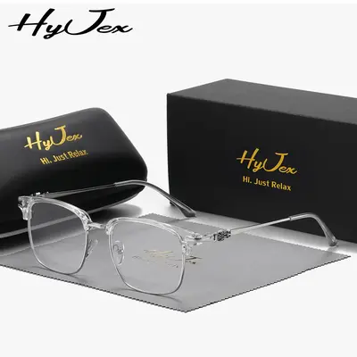 HyJex Unisex Retro Glasses Frame Glasses Personalized Trendy Half-frame Glasses Blue Light Glasses Lightweight Eyeglasses for...