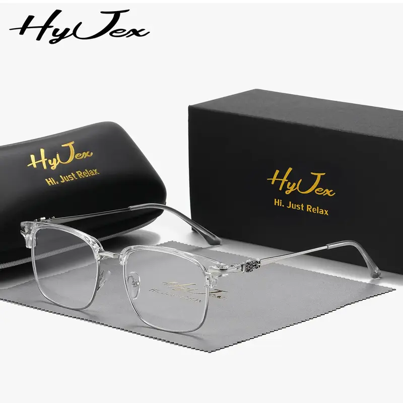 HyJex Unisex Retro Glasses Frame Glasses Personalized Trendy Half-frame Glasses Blue Light Glasses Lightweight Eyeglasses for...