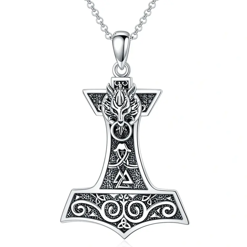 Sterling Silver Thor's Hamme Pendant Necklace for Men
