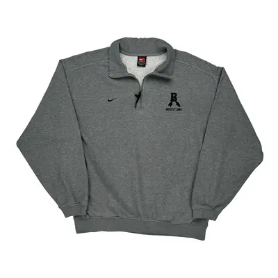 Nike 1/4 Zip - Large Grey Cotton Blend