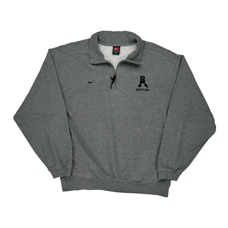 Nike 1/4 Zip - Large Grey Cotton Blend