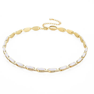 Brass Micro Pave Cubic Zirconia Link Tennis Necklaces for Women