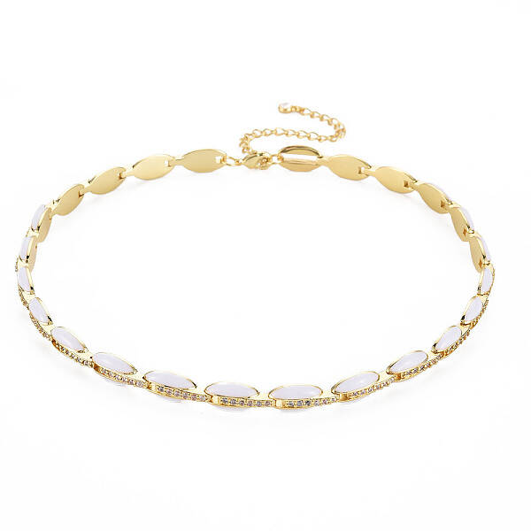 Brass Micro Pave Cubic Zirconia Link Tennis Necklaces for Women