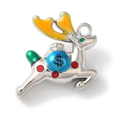 Christmas Deer with Money Bag Rack Plating Alloy Enamel Pendants