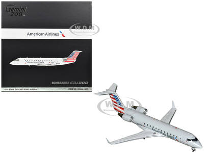 Bombardier CRJ200 Commercial Aircraft American Eagle (N420AW) Gray with Striped Tail Gemini 200 Series 1/200 Diecast Mode...