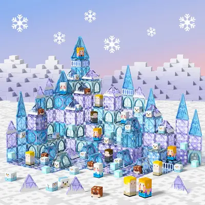 GobiDex STEM Game-based Frozen Castle Magnetic Building Toys Combined with Blocks and Tiles in Gift Package, 70/102 PCS