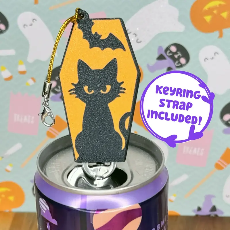Tab Buddies Cat Bat Soda Can Tab Opener with Keychain strap - Unique Accessibility Halloween Vial Present Gift for sore hands...