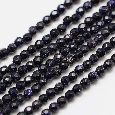Synthetic Blue Goldstone Beads Strands