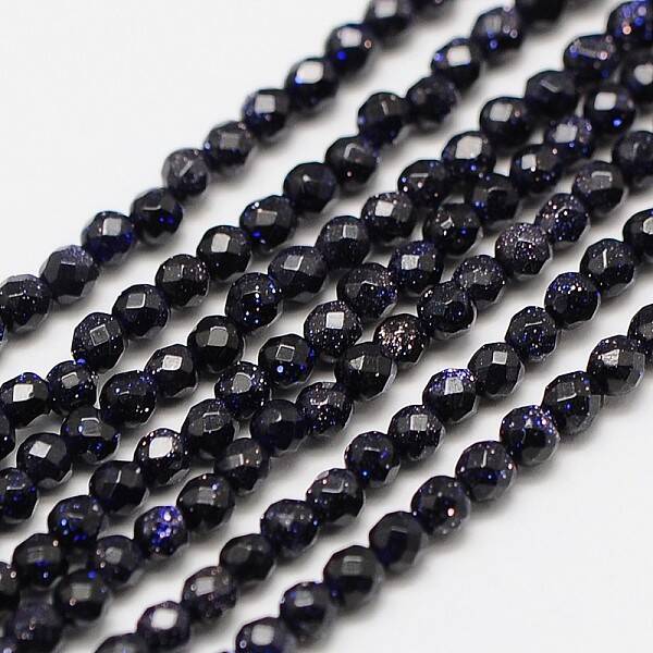 Synthetic Blue Goldstone Beads Strands