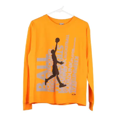 Champion Graphic Long Sleeve T-Shirt - Large Orange Cotton