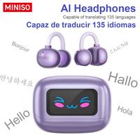 MINISO MS199 Translation Clip On Ear Headphones Full Color Touch Screen, Audio Wireless Headphones Support 135 Languages Real...