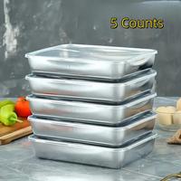 Stainless Steel Food Storage Box with Lid, 5 Counts Modern Food Storage Container, Food Storage Box for Home Kitchen, Kitchen...