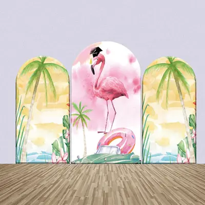 Summer Seaside Flamingo Graduation Arch Backdrop Kit - Aperturee