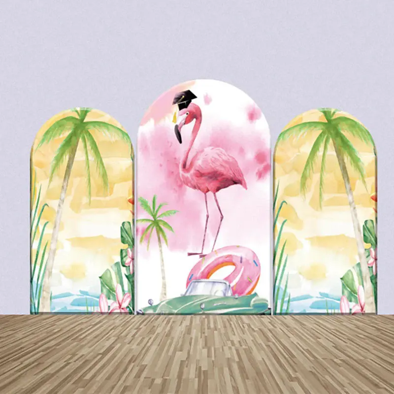 Summer Seaside Flamingo Graduation Arch Backdrop Kit - Aperturee