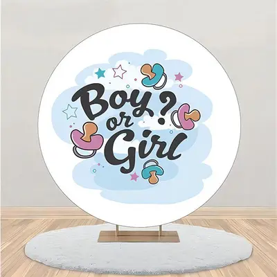Round Blue White Pacifier Gender Reveal Backdrop - Aperturee