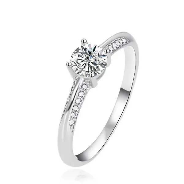 Agato AGT-R14W Zirconia Silver Engagement Ring - Size: 50mm