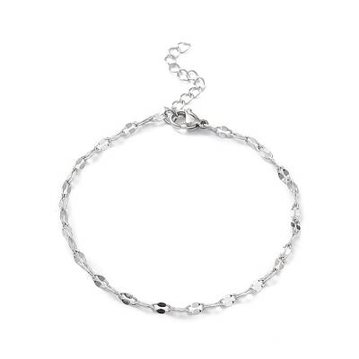 Non-Tarnish 304 Stainless Steel Dapped Link Chain Bracelets for Men Women