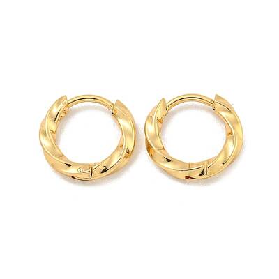 202 Stainless Steel Twist Huggie Hoop Earrings