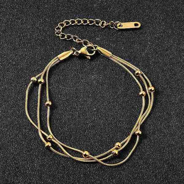 304 Stainless Steel Satellite Chains Multi-strand Bracelets for Women
