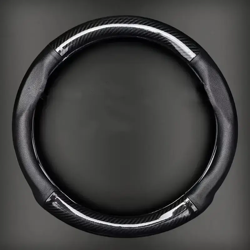 Carbon Fiber Pattern Car Steering Wheel Cover, Breathable & Durable Automotive Steering Wheel Protector, Universal Car Acces...