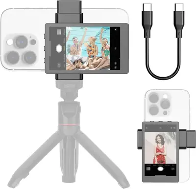 OmniMaster Phone Vlog Selfie Monitor Screen, Magnetic Phone Holder Clip Mount, Using Rear Camera for Selfie Vlog Live Stream ...
