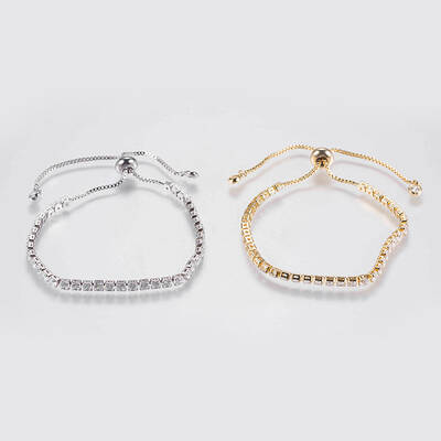 Adjustable Brass Micro Pave Cubic Zirconia Bracelets