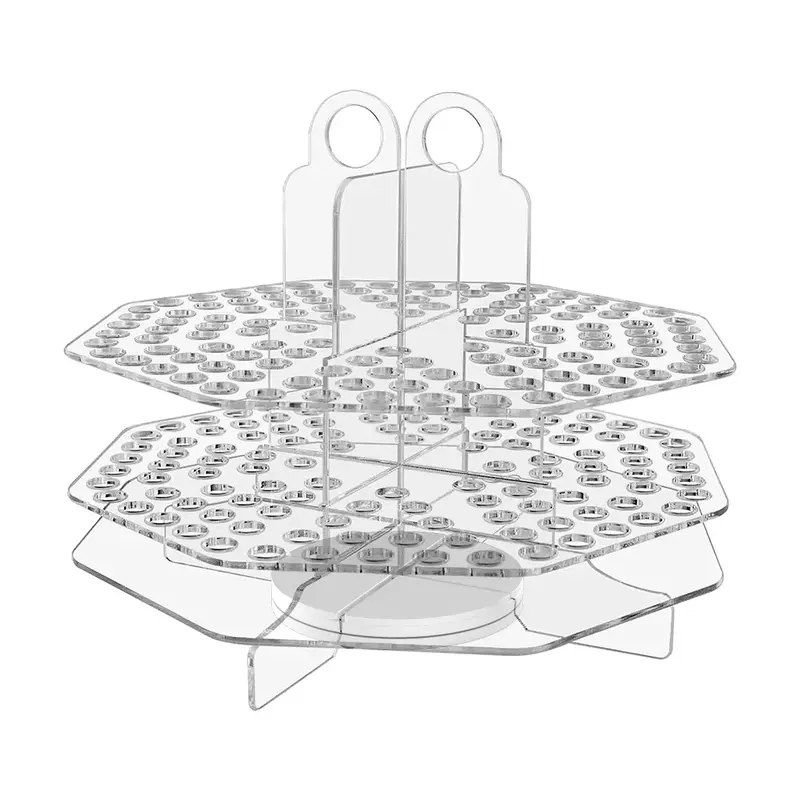 Spinning Beaded Pen Holder 120 Slot Clear Acrylic Space Saving Desktop Organizer for Beaded Pens Marker Paint Brushes Lip Eye...