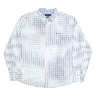 TOMMY HILFIGER Mens Shirt Blue Check Long Sleeve 2XL