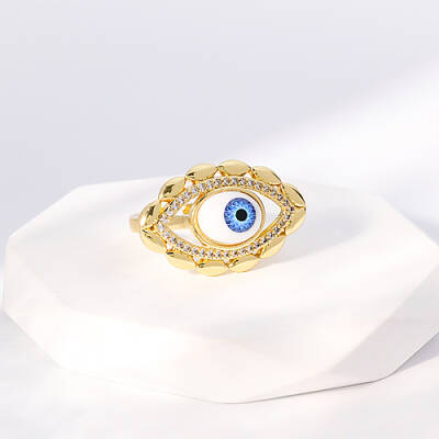 Evil Eye Stainless Steel Open Cuff Rings for Women