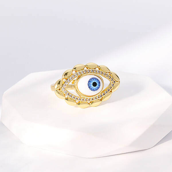 Evil Eye Stainless Steel Open Cuff Rings for Women