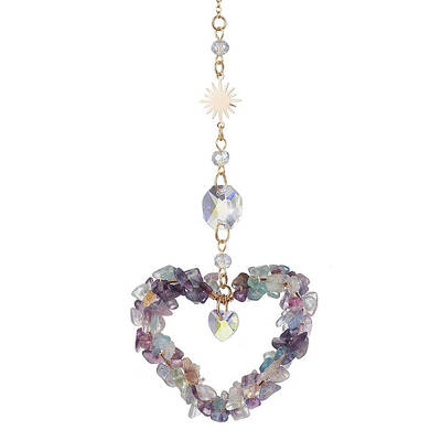Heart Natural Fluorite Chip Pendant Drcorations