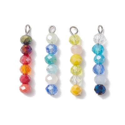 4Pcs 4 Colors Glass Pendants
