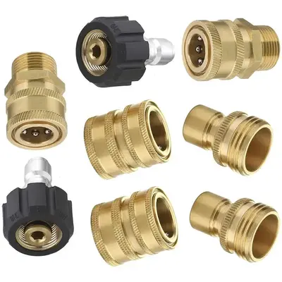 High Pressure Cleaning Machine Adapter Set, 1/4 Inch 3/8 Inch Quick Connect Adapter Kit for Pressure Washer, M22-14mm Conver...