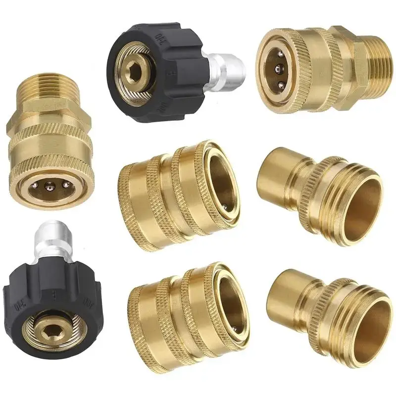High Pressure Cleaning Machine Adapter Set, 1/4 Inch 3/8 Inch Quick Connect Adapter Kit for Pressure Washer, M22-14mm Conver...