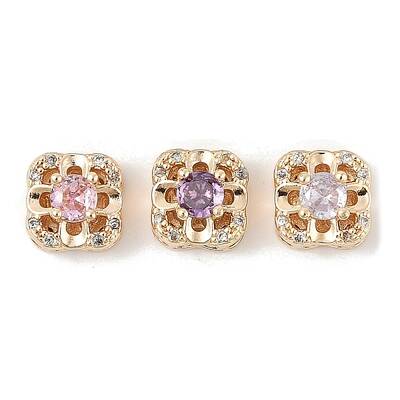 Brass Micro Pave Cubic Zirconia Beads