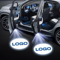 Car Welcome Light, Logo Light, 2pcs, Wireless Carbon Fiber Pattern, Infrared Door Sensor Projection, Stylish Lighting Feature