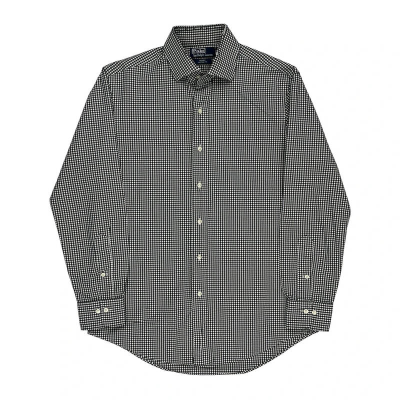 Regent Custom Fit Polo By Ralph Lauren Checked Shirt - Medium Black & White Cotton | Size: medium