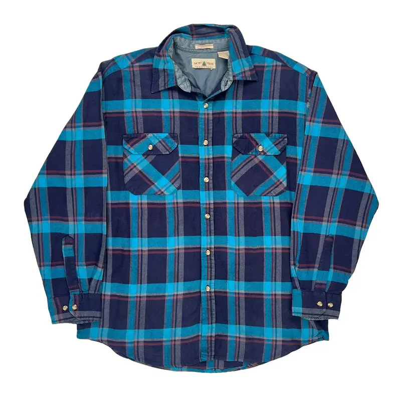 Northwest Territory Checked Flannel Shirt - Large Blue Cotton