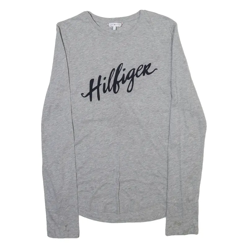 TOMMY HILFIGER Mens T-Shirt Grey Long Sleeve S