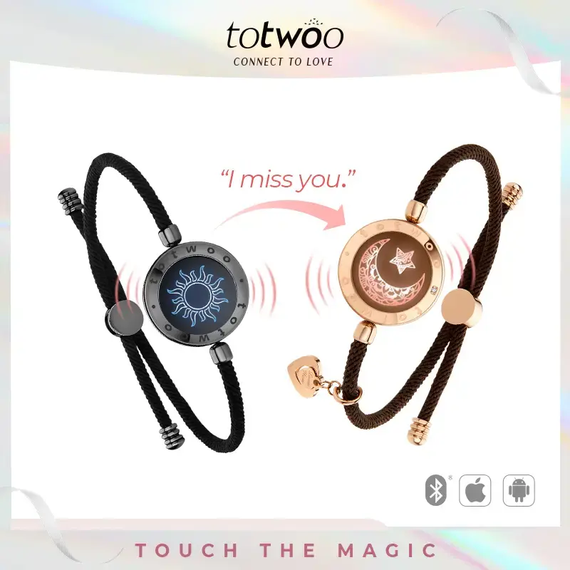 Totwoo Creative Gifts Long Distance Touch Bracelets with Sun Moon Functional Love Connect Gift for Boyfriend Girlfriend or Fa...