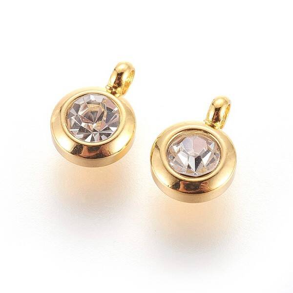 304 Stainless Steel Rhinestone Charms