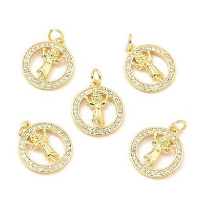 Brass Micro Pave Clear Cubic Zirconia Pendants