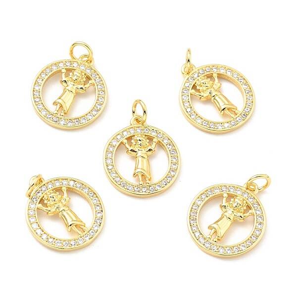 Brass Micro Pave Clear Cubic Zirconia Pendants
