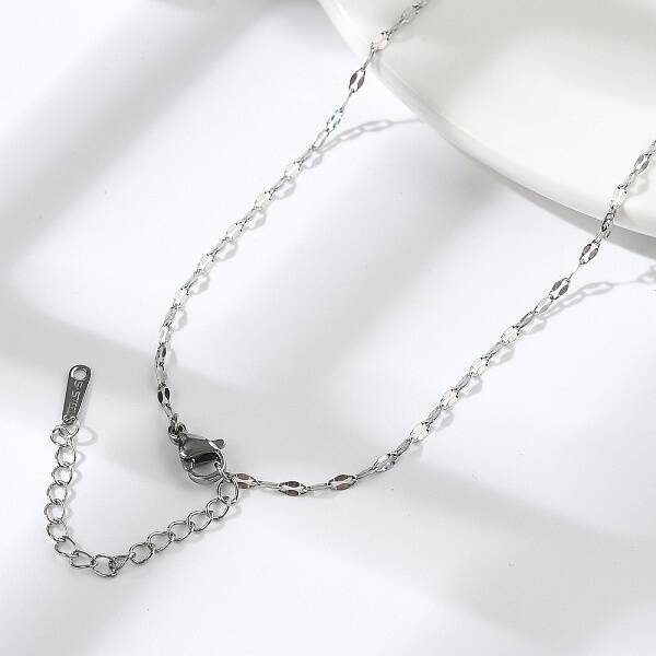 Non-Tarnish 304 Stainless Steel Dapped Chain Necklace for Men Women