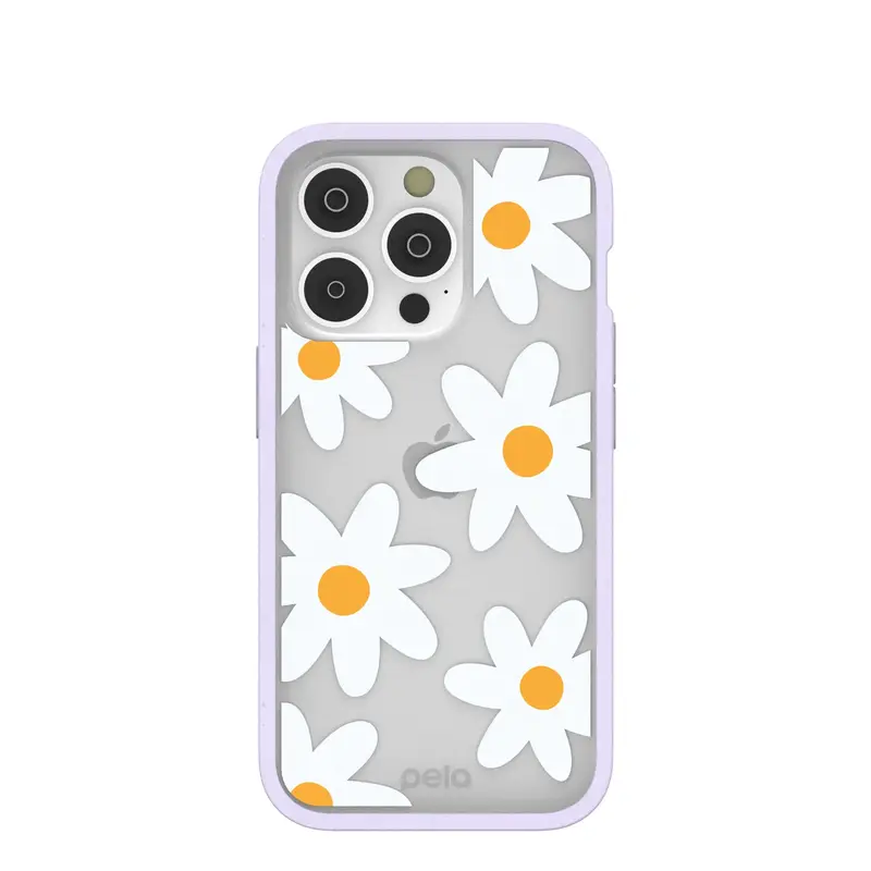 Clear Daisy iPhone 14 Pro Case With Lavender Ridge