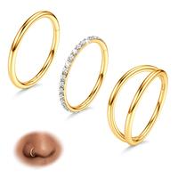 BodyBonita 3 Counts Nose Rings Hoops - 316L Surgical Steel Double Hoop Nose Rings 16G/18G/20G Hinged CZ Conch Piercing Jewelr...
