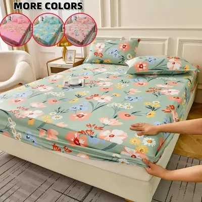 Floral Print Bedding Set, 3 Counts/set Including 1 CountĀ Fitted Sheet & 2 Counts Pillowcase Without Filler, Soft Comfortable...