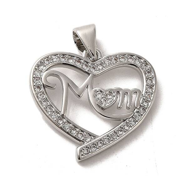 Mother's Day Brass Micro Pave Cubic Zirconia Pendants
